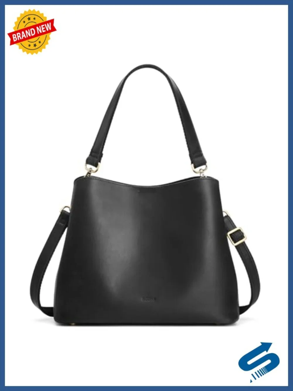 Top Grain Leather Crossbody Bag for Women, Medium Bucket Purse with 2 Straps